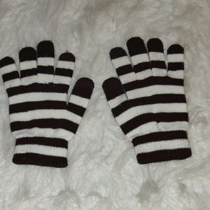 Black and White striped gloves